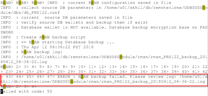 error message in log file