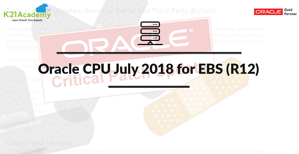 Oracle CPU July 2018 for EBS (R12)