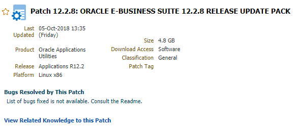 Patch 12.2.8: Oracle EBS 1228 software
