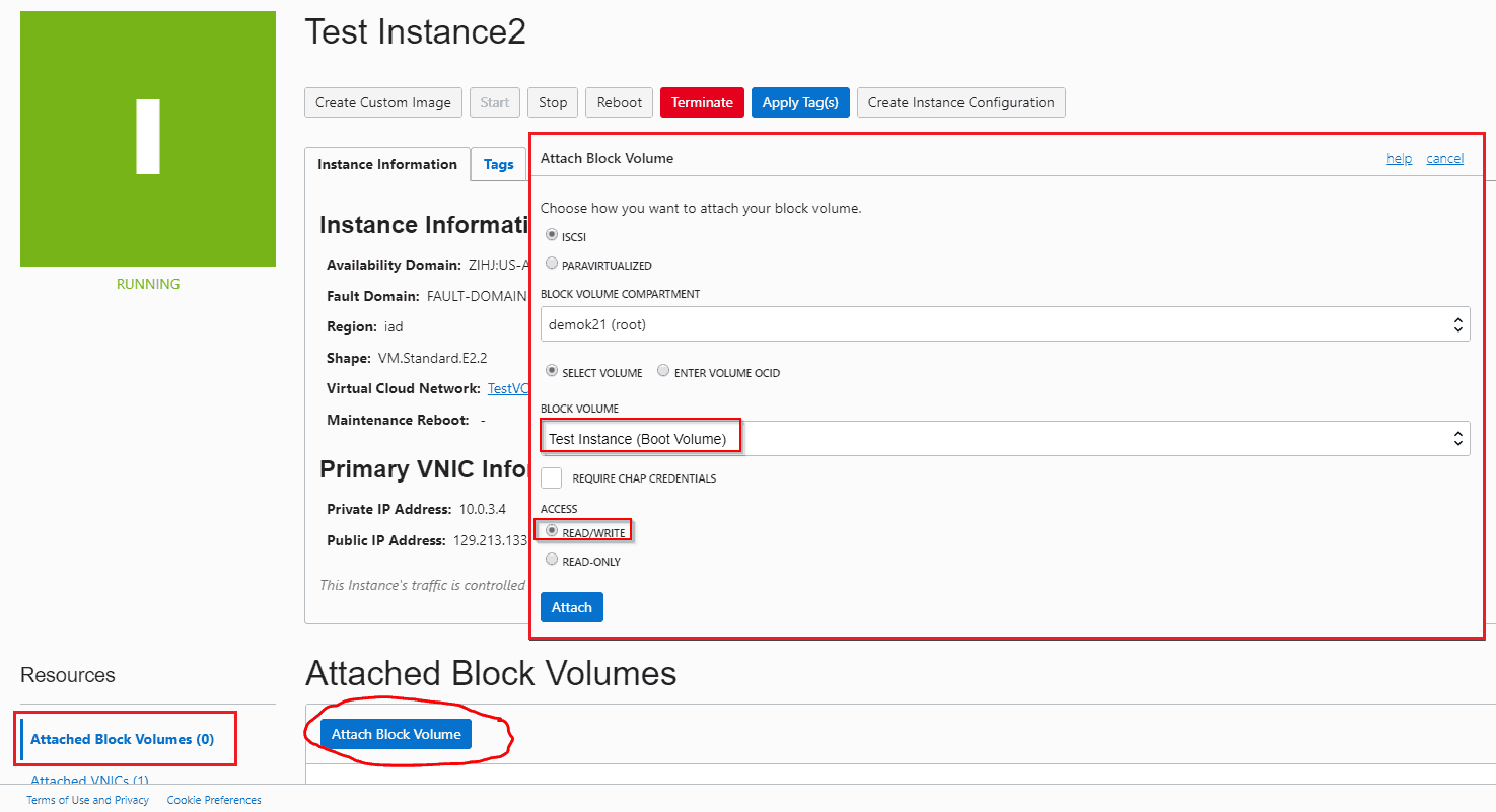 Block Volume Attach