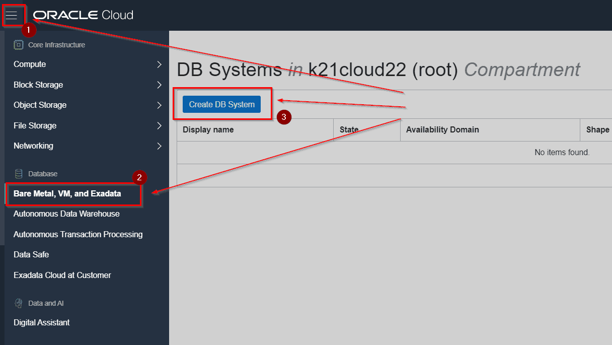 Create a DB System