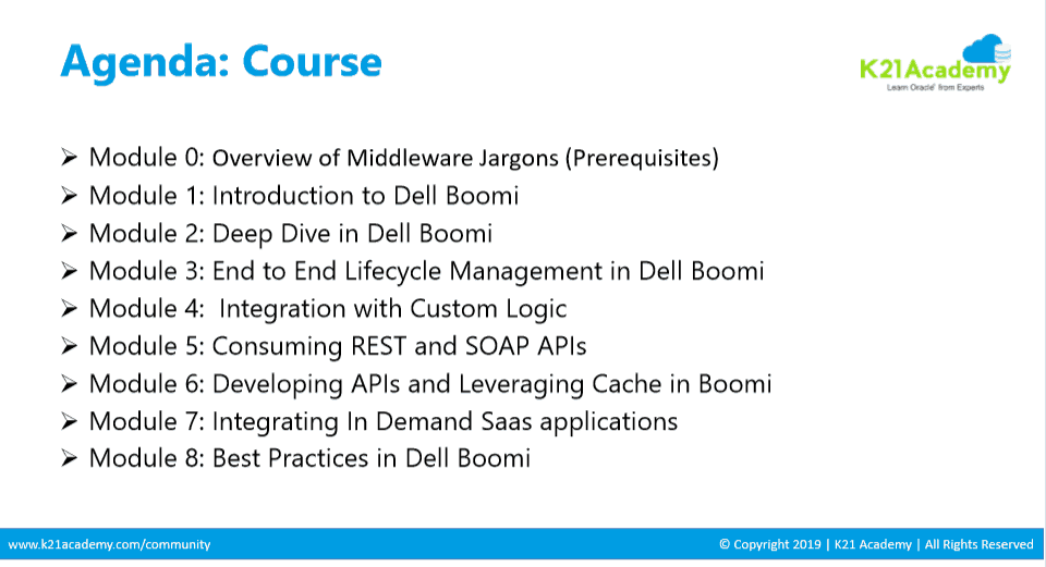 Dellboomi Course Agenda