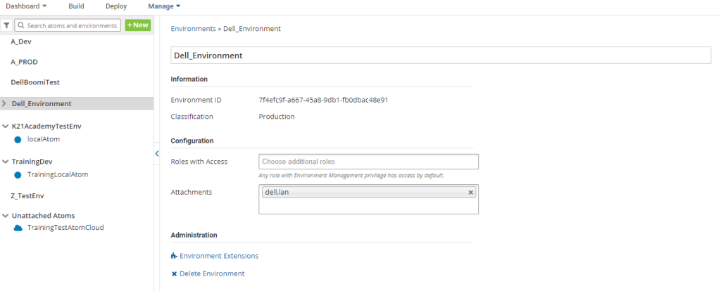 Create an Environment in Dell Boomi & Attach an Atom to the Environment