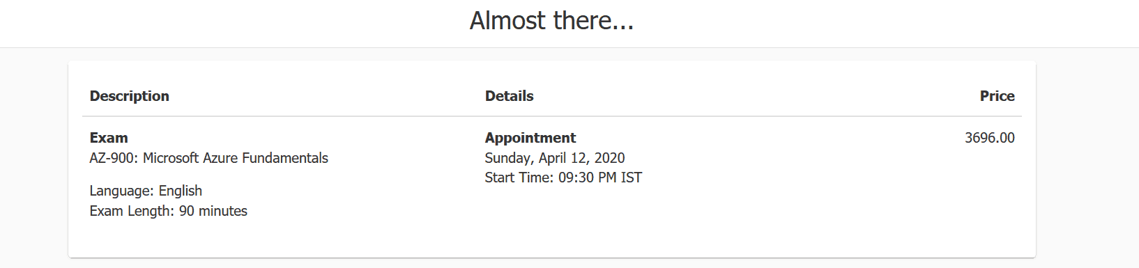 Azure appointment confirmation