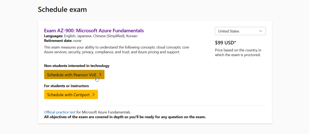 Register for [AZ-900] Microsoft Azure Fundamentals Certification Exam