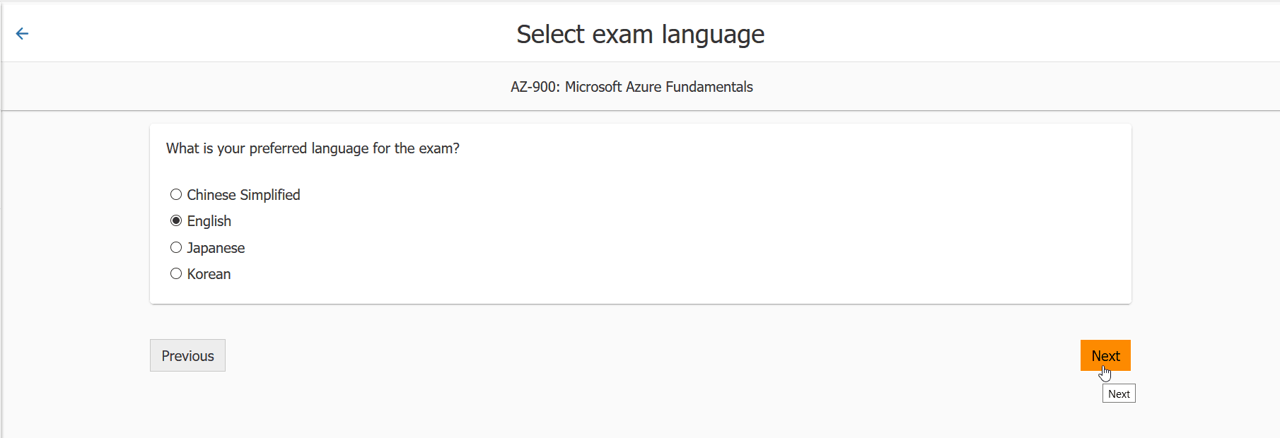 AZ-900 Exam language
