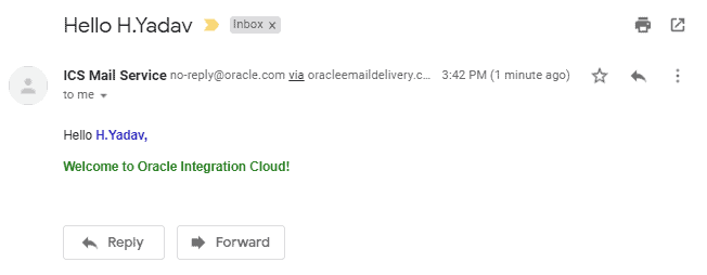 OIC oracle Integration cloud Invoking integration by call action test mail