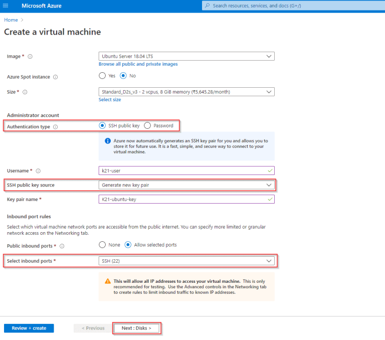 How to create and connect Ubuntu Virtual Machine in Azure