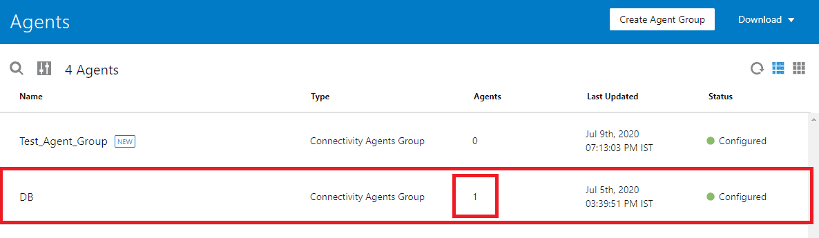 Oracle Integration Cloud OIC Agent group