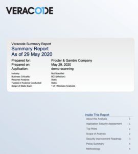 Veracode report showcase