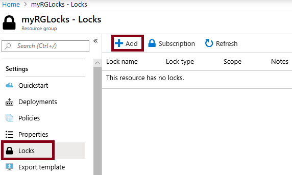 Azure locks