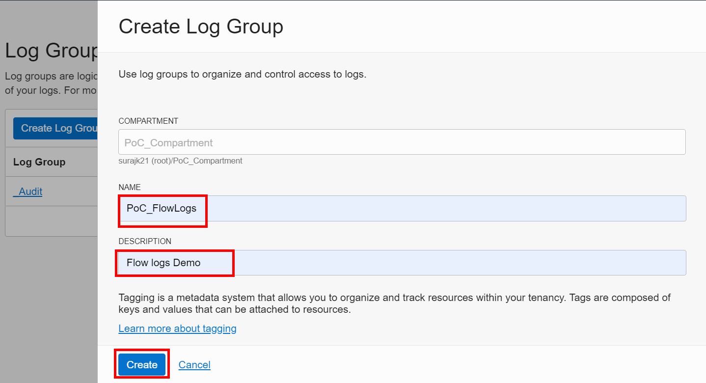 Create Log Group