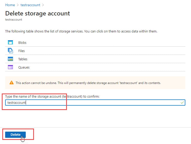 storage account deletion