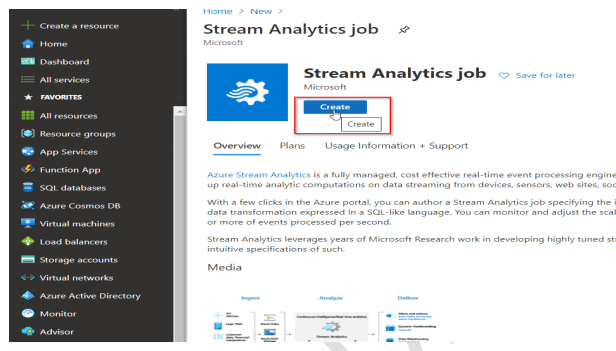 Create Stream Analytics job