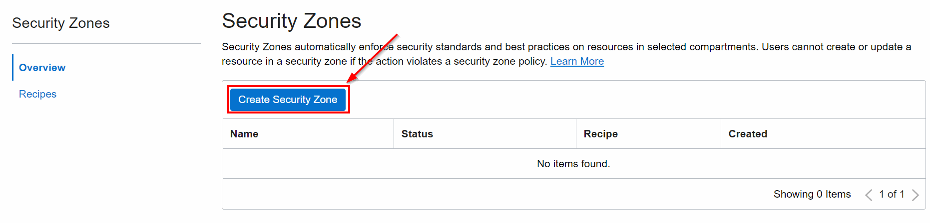 create security zone1