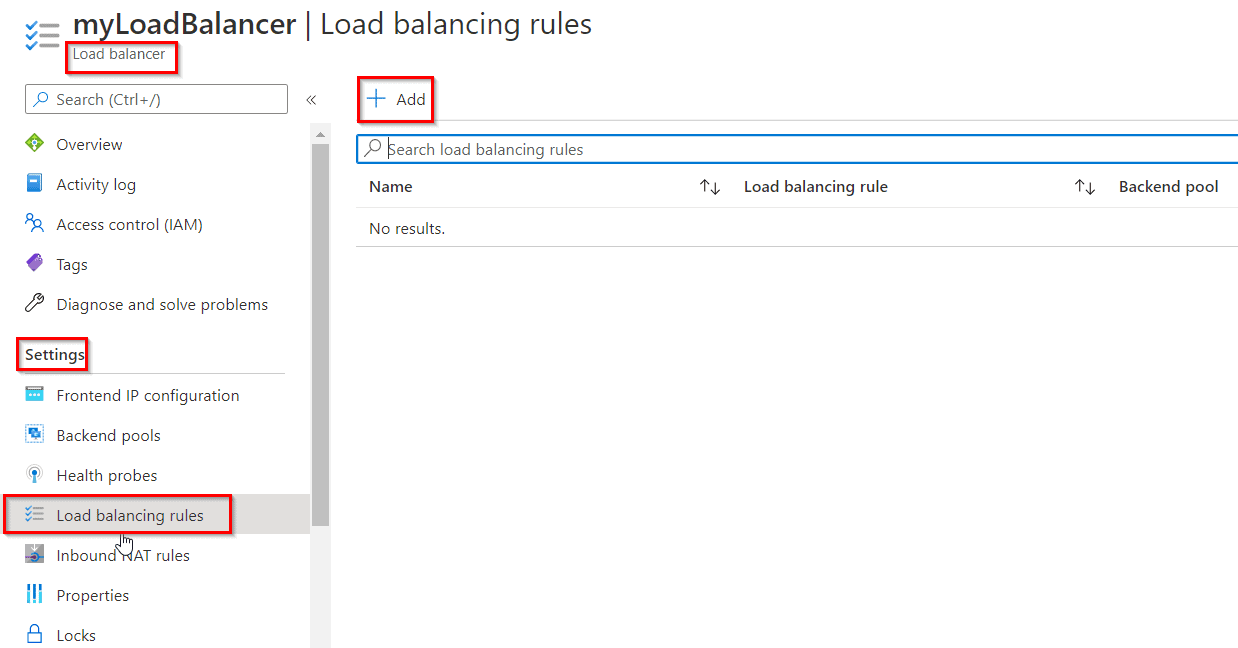 create load balancing rule