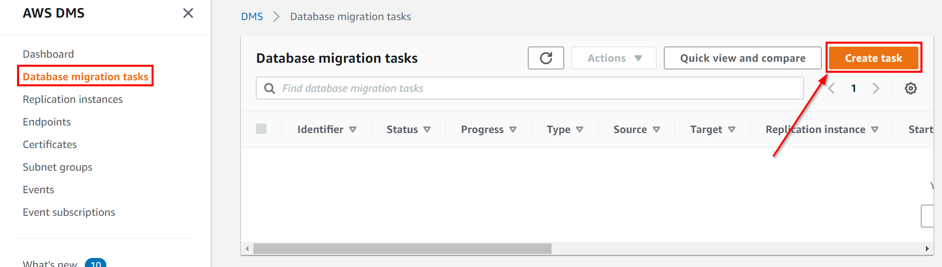 aws migration tasks