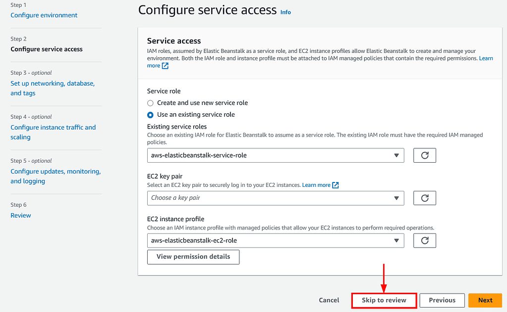 Configure service access