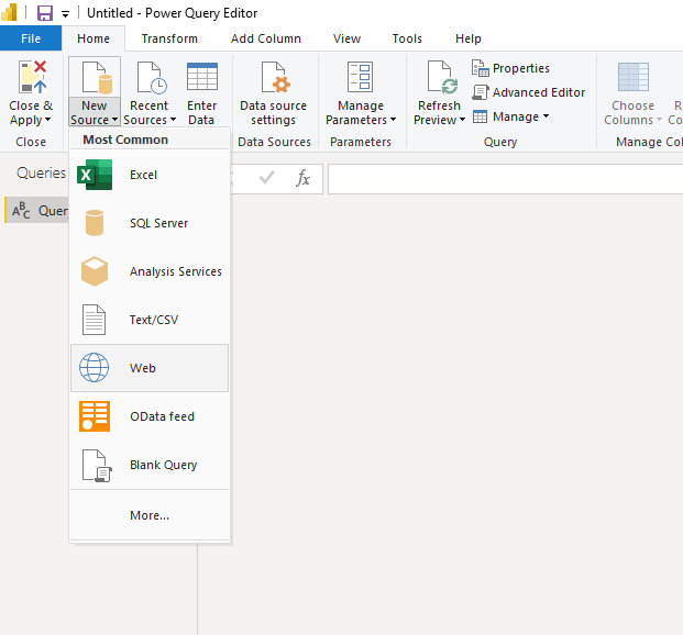 Import Data in Power Query Editor