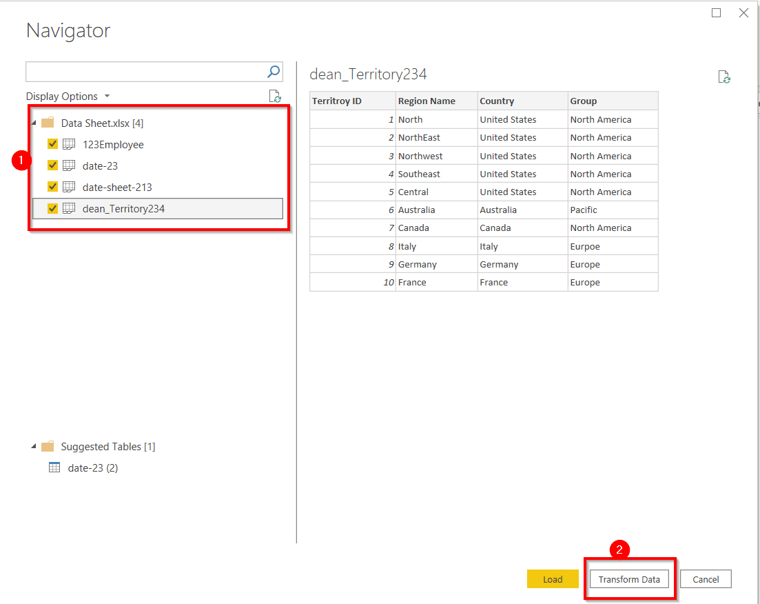 Importing excel table