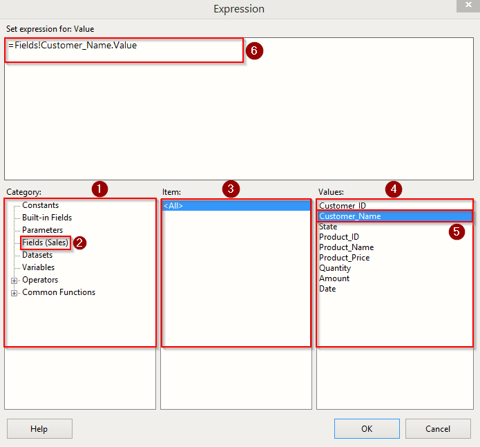Create Expression in Report Builder