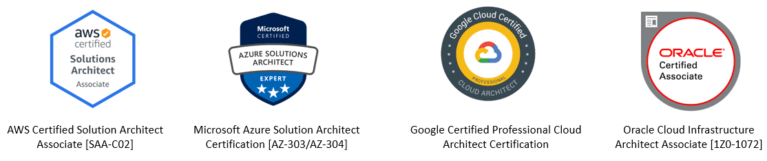 aws, azure, gcp and oracle certifications