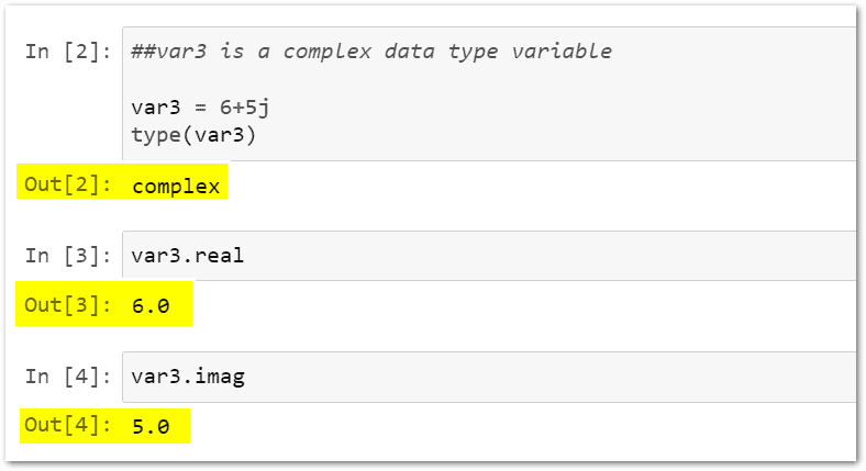 Data types in python: complex numbers