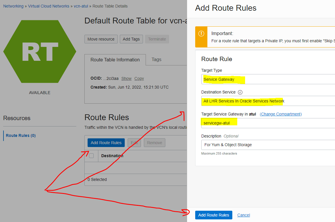 add route to subnet