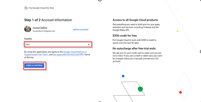 After sign-in it will redirect to the GCP Free-trial page.
