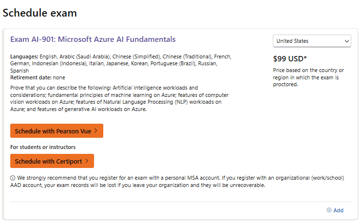 ai-901 exam pricing